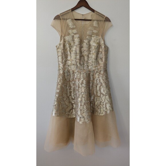 SACHIN & BABI Dresses & Skirts - Sachin Babi Richa Gold Metallic Dress 12 Designer Glam Cocktail Ahluwalia $1895